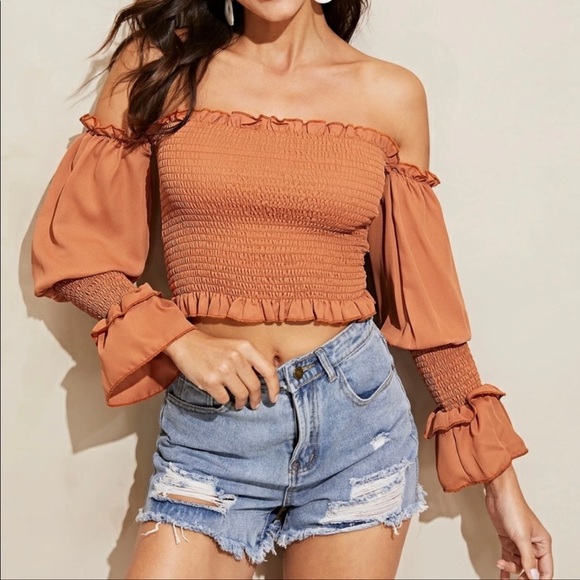 Orange Smocked Top - Picture 4 of 4